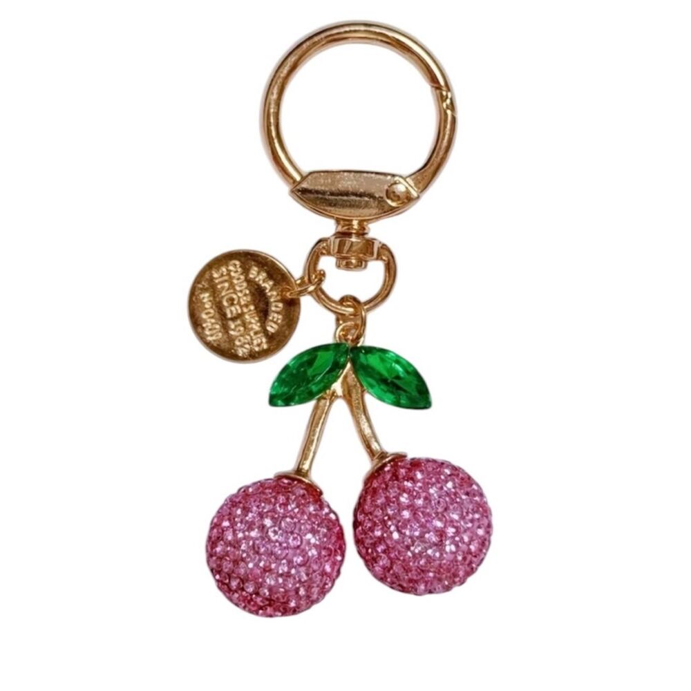 pink cherry bag charm